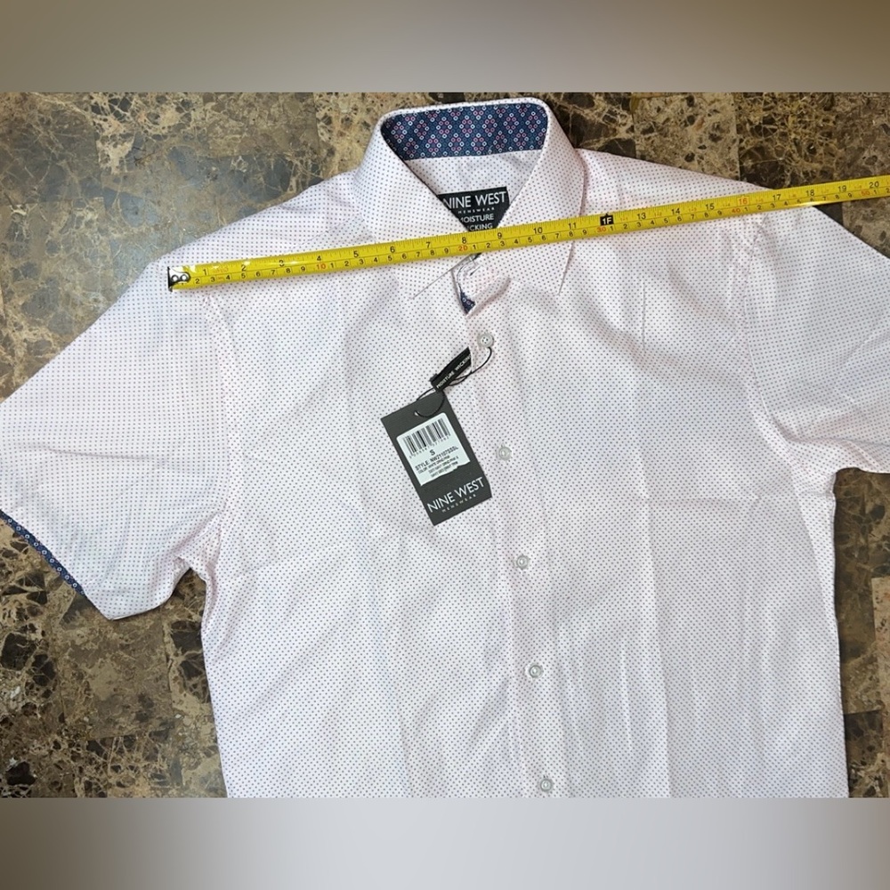 Nine West Mens Wear Dress Shirt Button Slim Fit Wrinkle Free Moisture Wicking - Picture 7 of 17